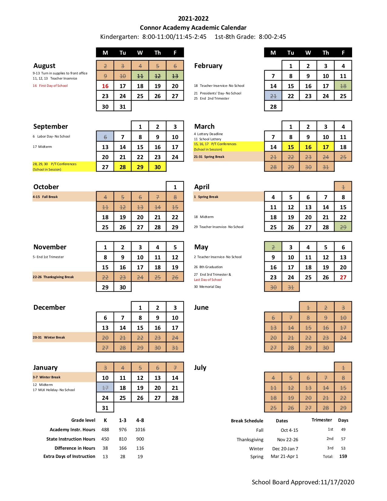 Calendars Connor Academy Public Charter School