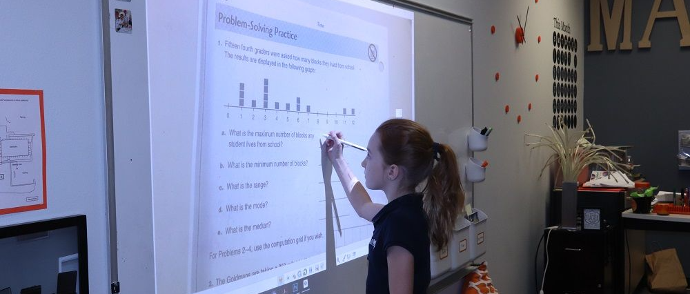 STUDENT AT WHITE BOARD