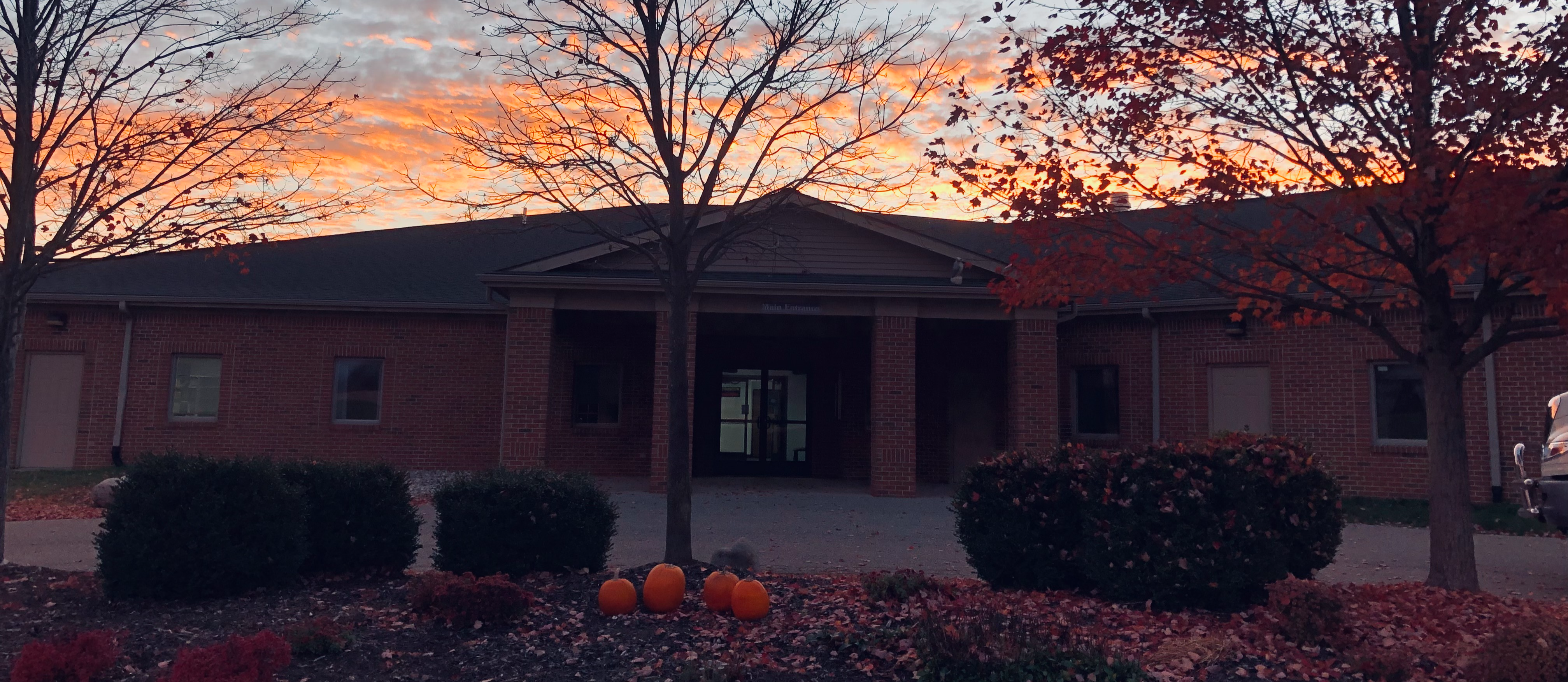 campus with sunset