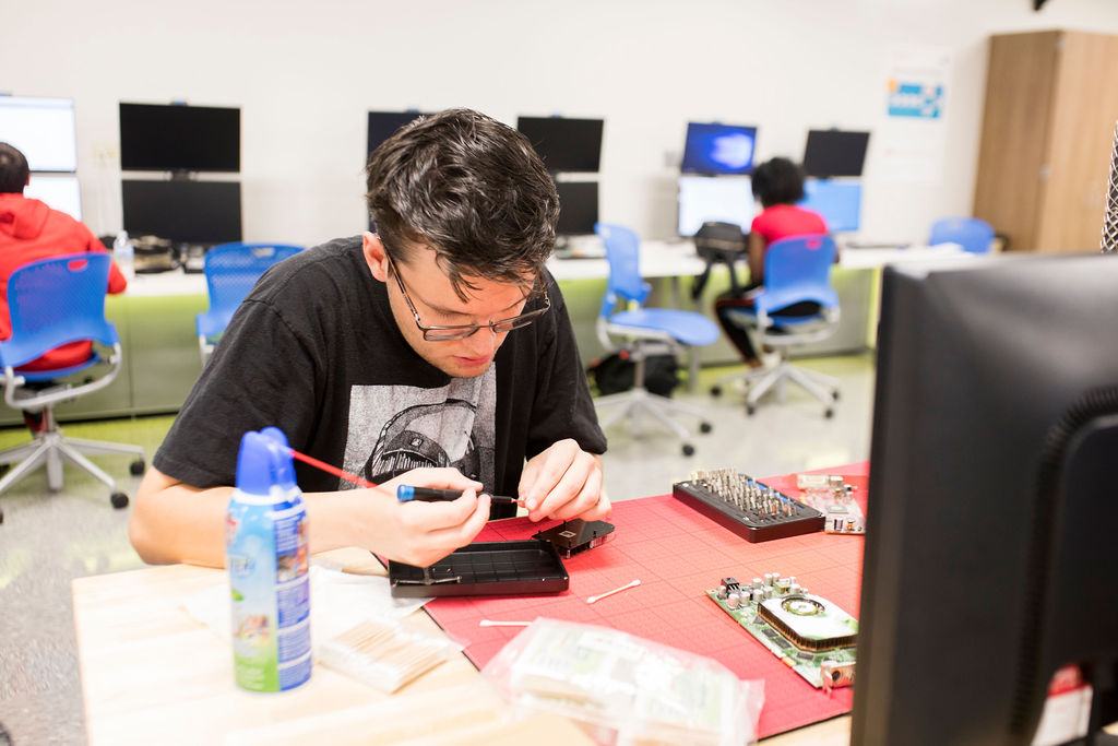 Cybersecurity student hard at work