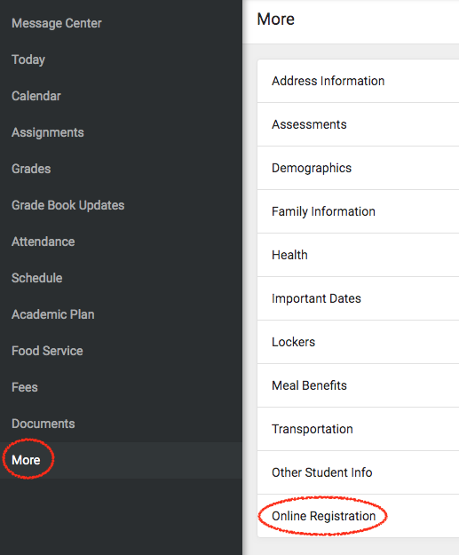 campus parent more menu