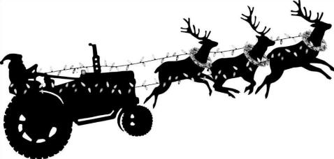 Santa tractor flying