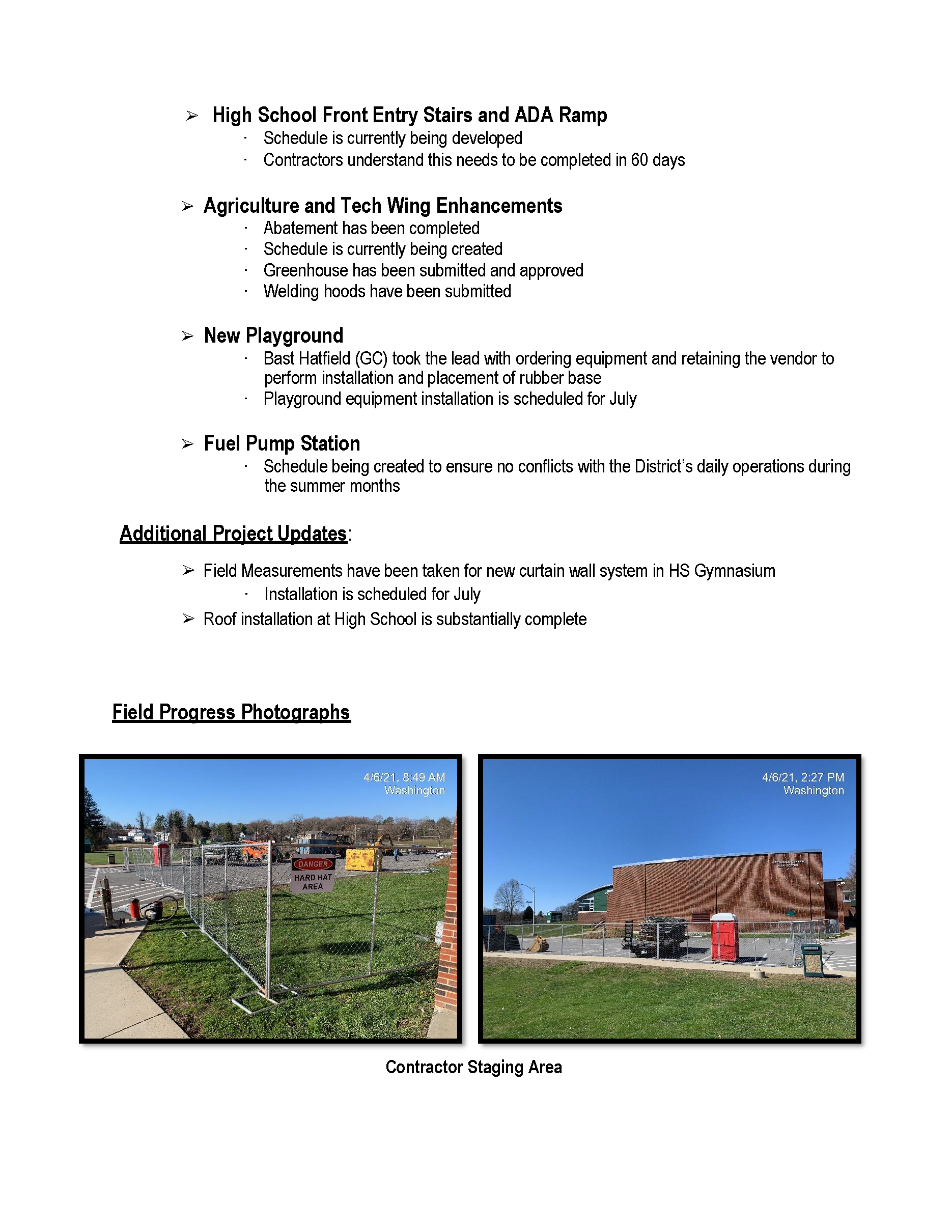 Capital Project Progress Report page 2 graphic