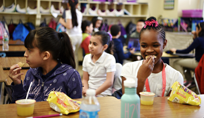 students eating