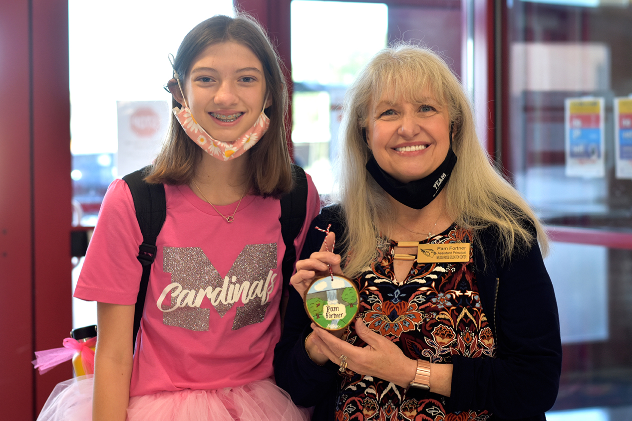 Pam Fortner with student