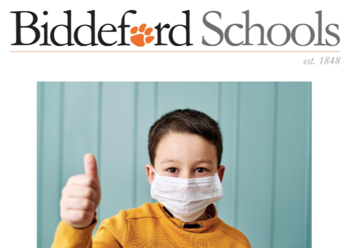 Biddeford Schools Kid wearing a mask