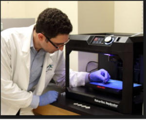 Student testing a machine