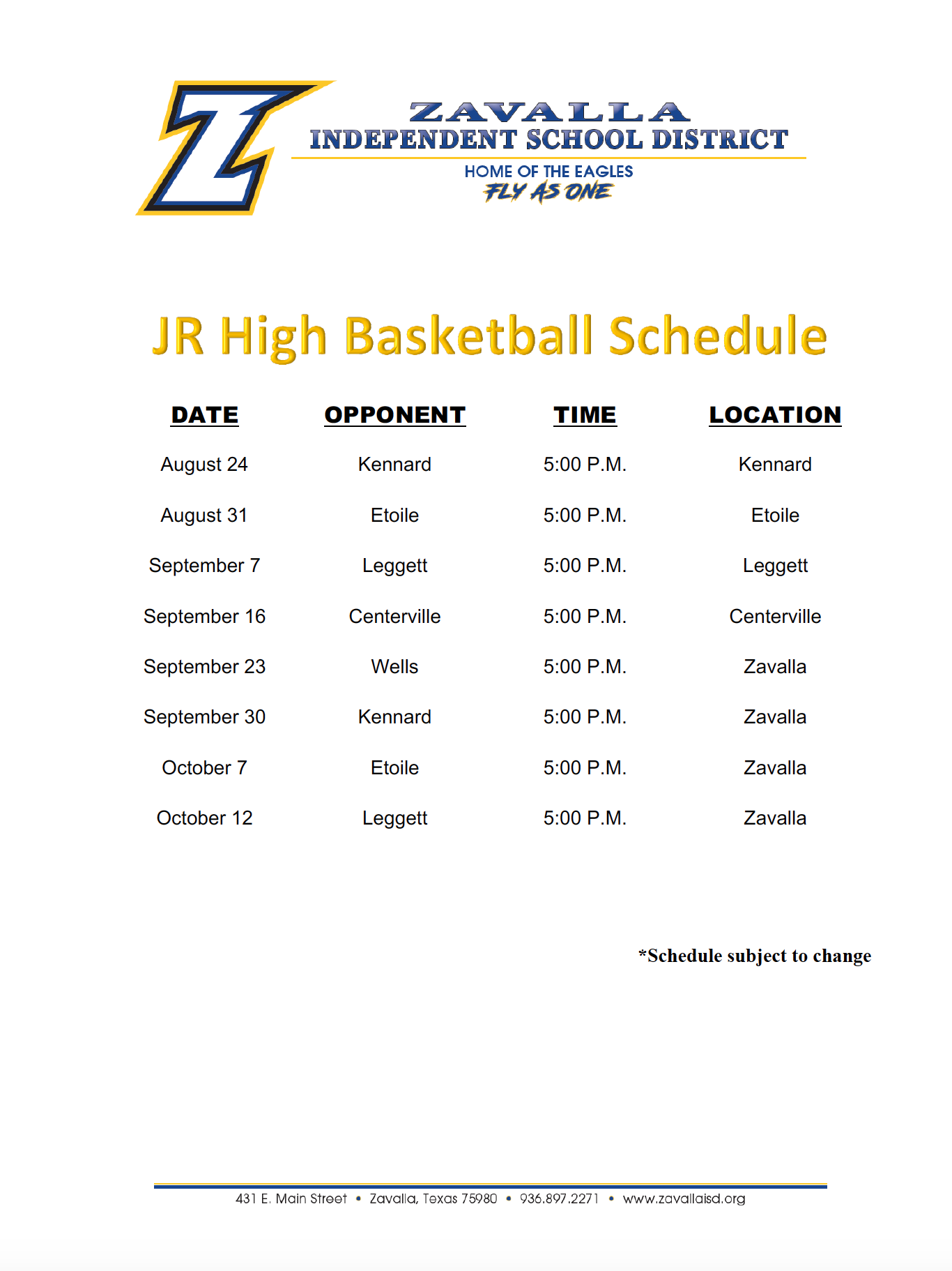 Athletics Zavalla Independent School District