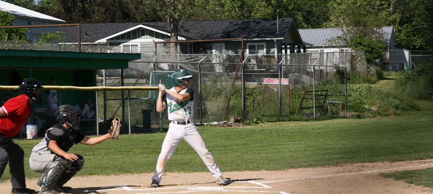 Riddle baseball player at bat.