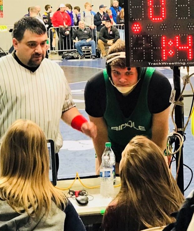 Wrestler at state tournament.