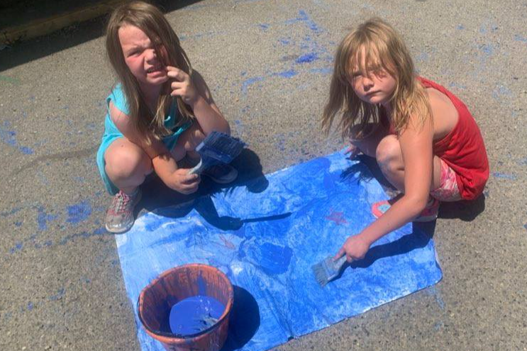 Having fun with paint and color and New Ventures camp!