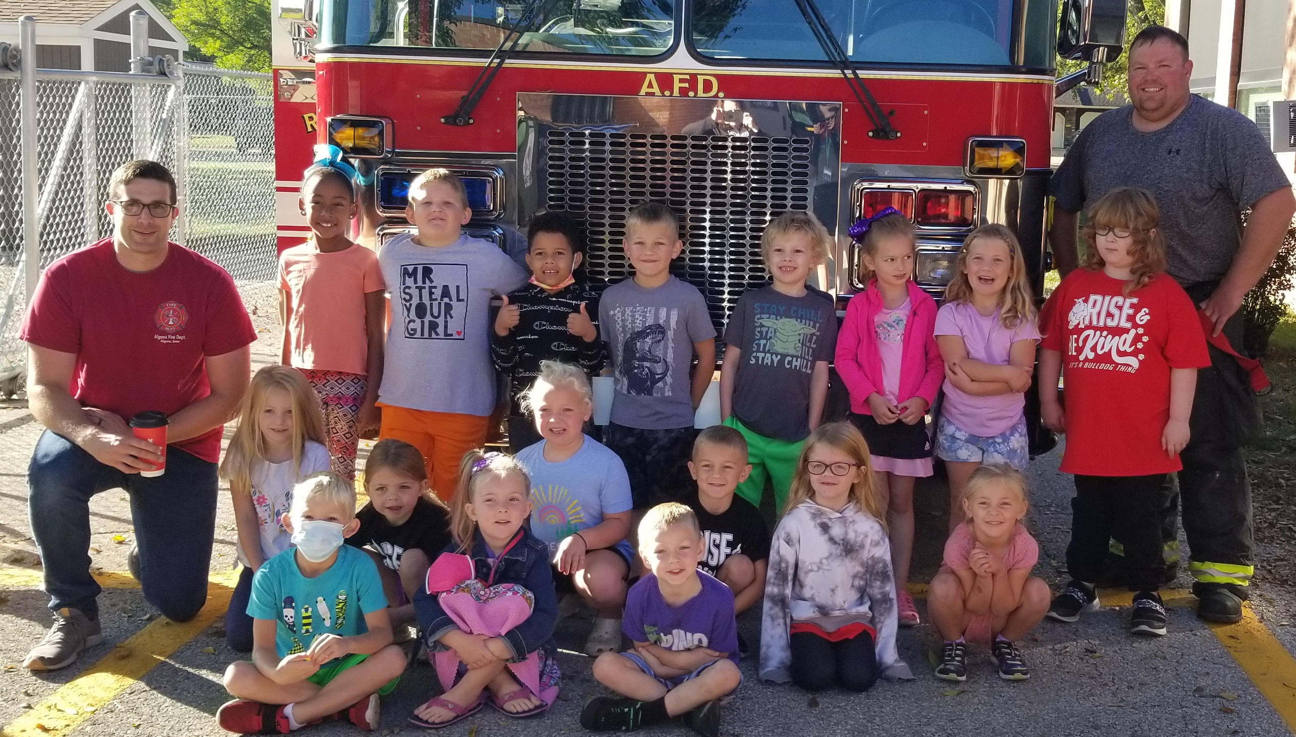 Kindergarten with fire fighters
