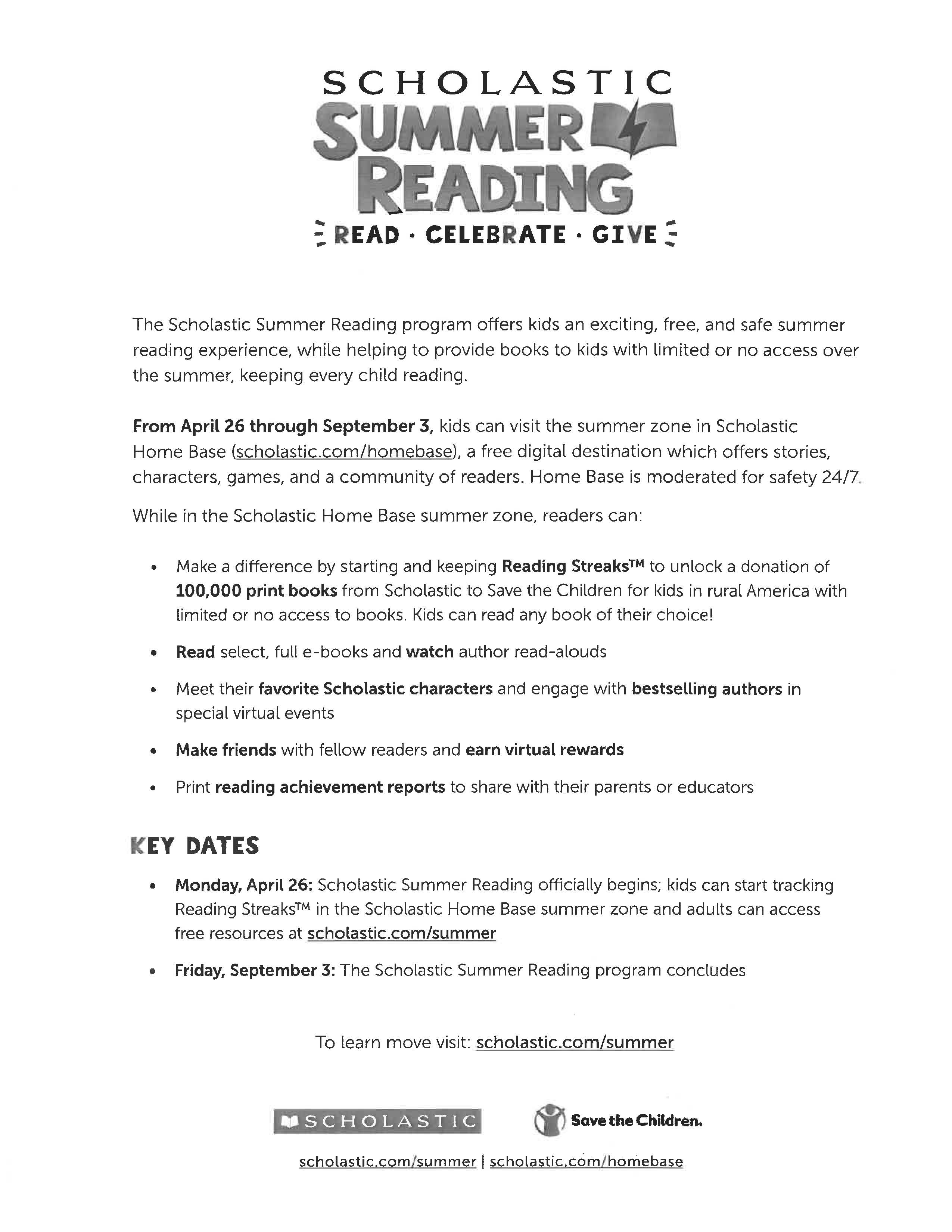 Scholastic Summer Reading Program