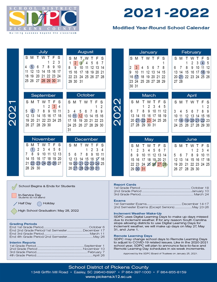 2021-2022 Calendar