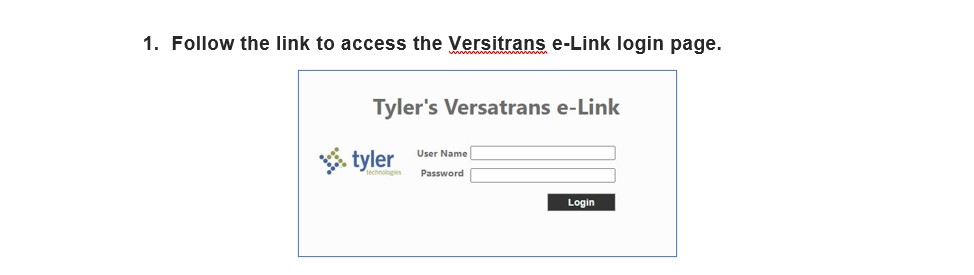 Follow the link to access the Versitrans e-Link login page