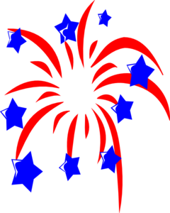 Red Fireworks With Blue Stars