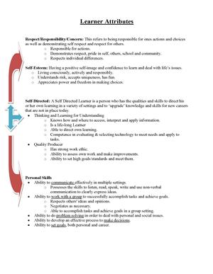 Learner Attributes
