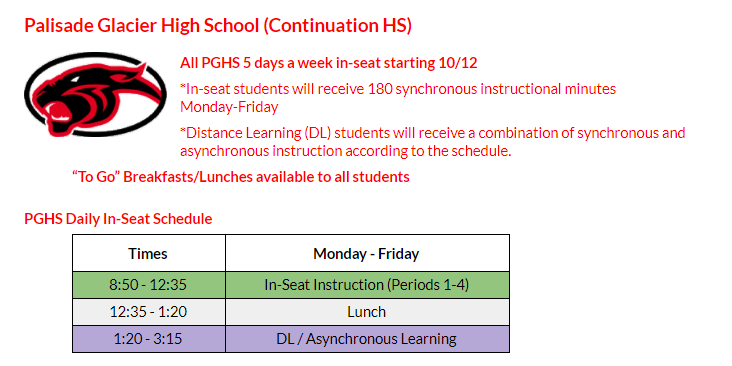 High school schedule