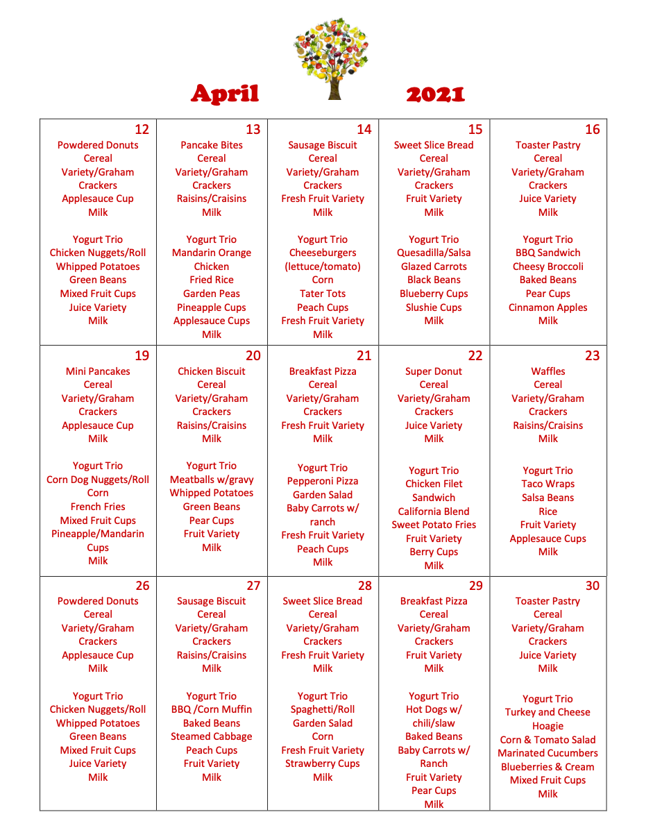 April Menu