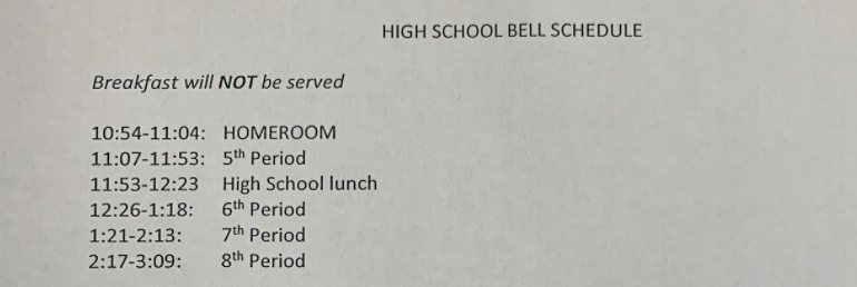 3 Hour Delay Schedule