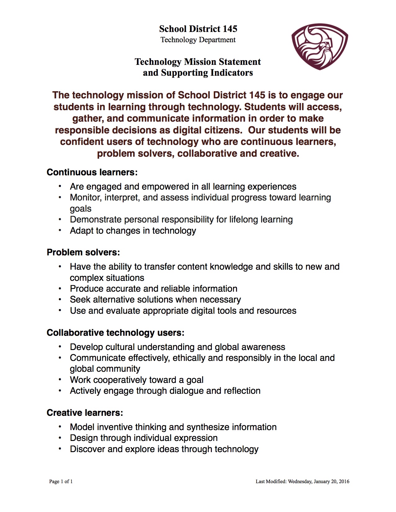 Technology Mission statement