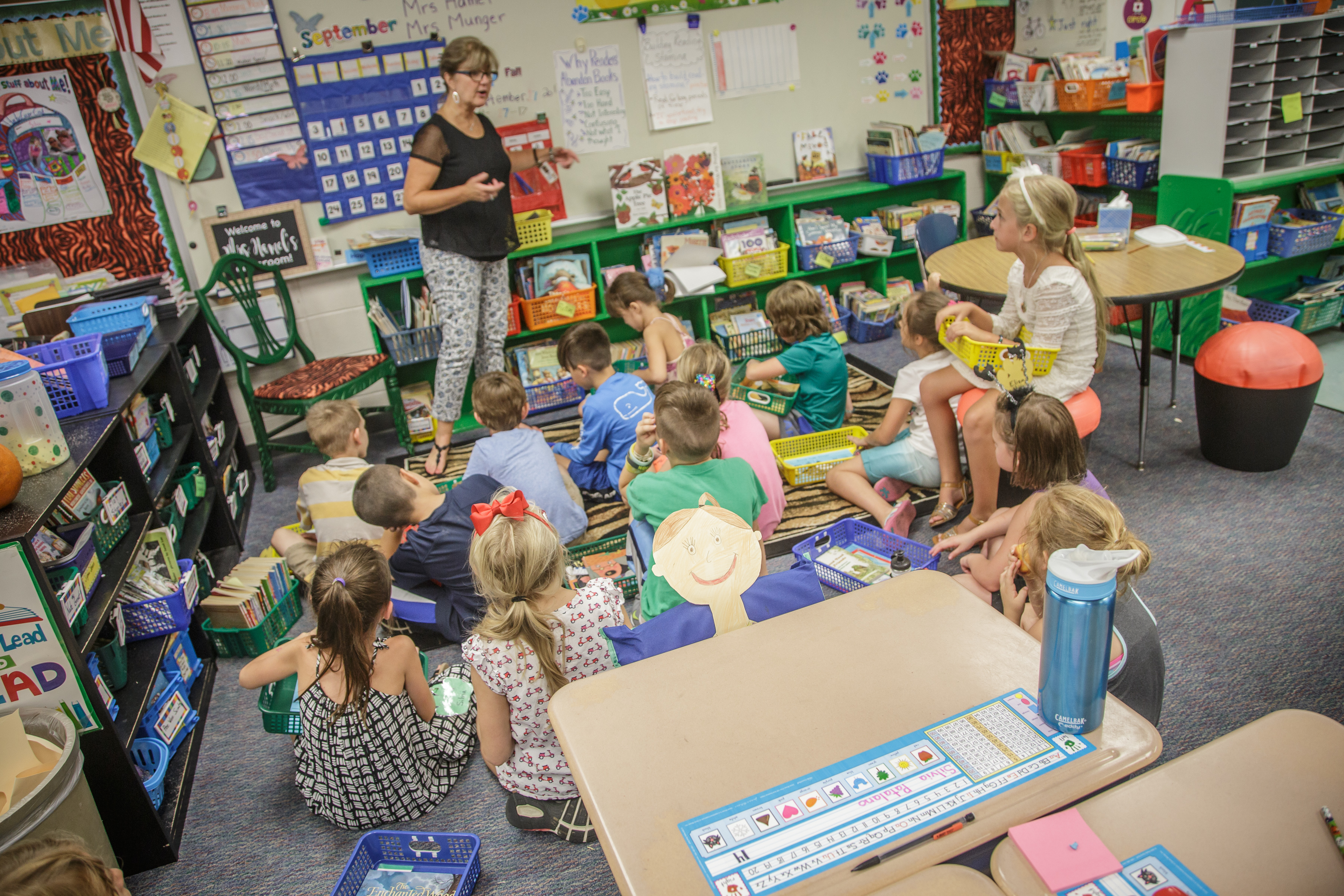 Students listening to their teacher.