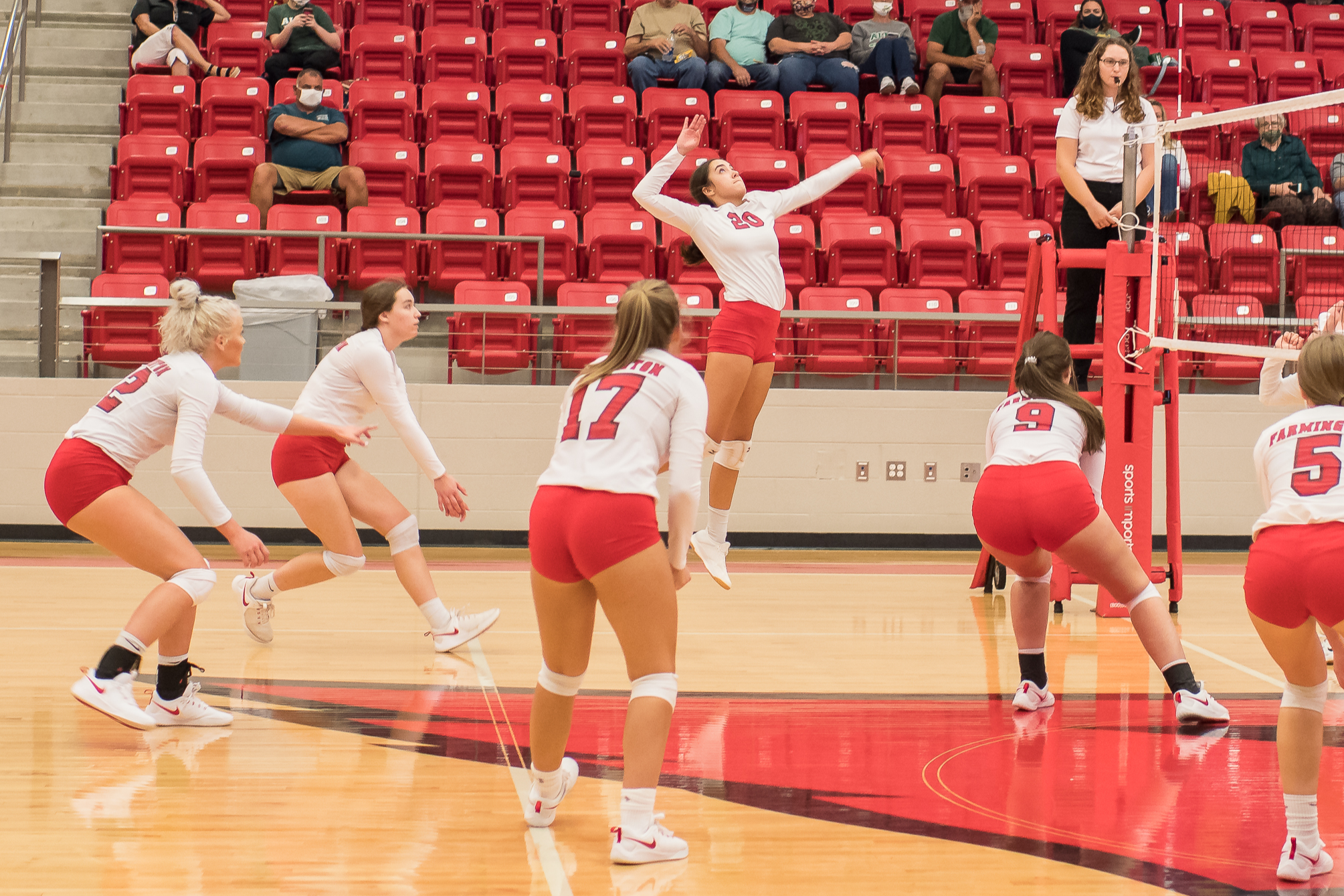 Volleyball players near net