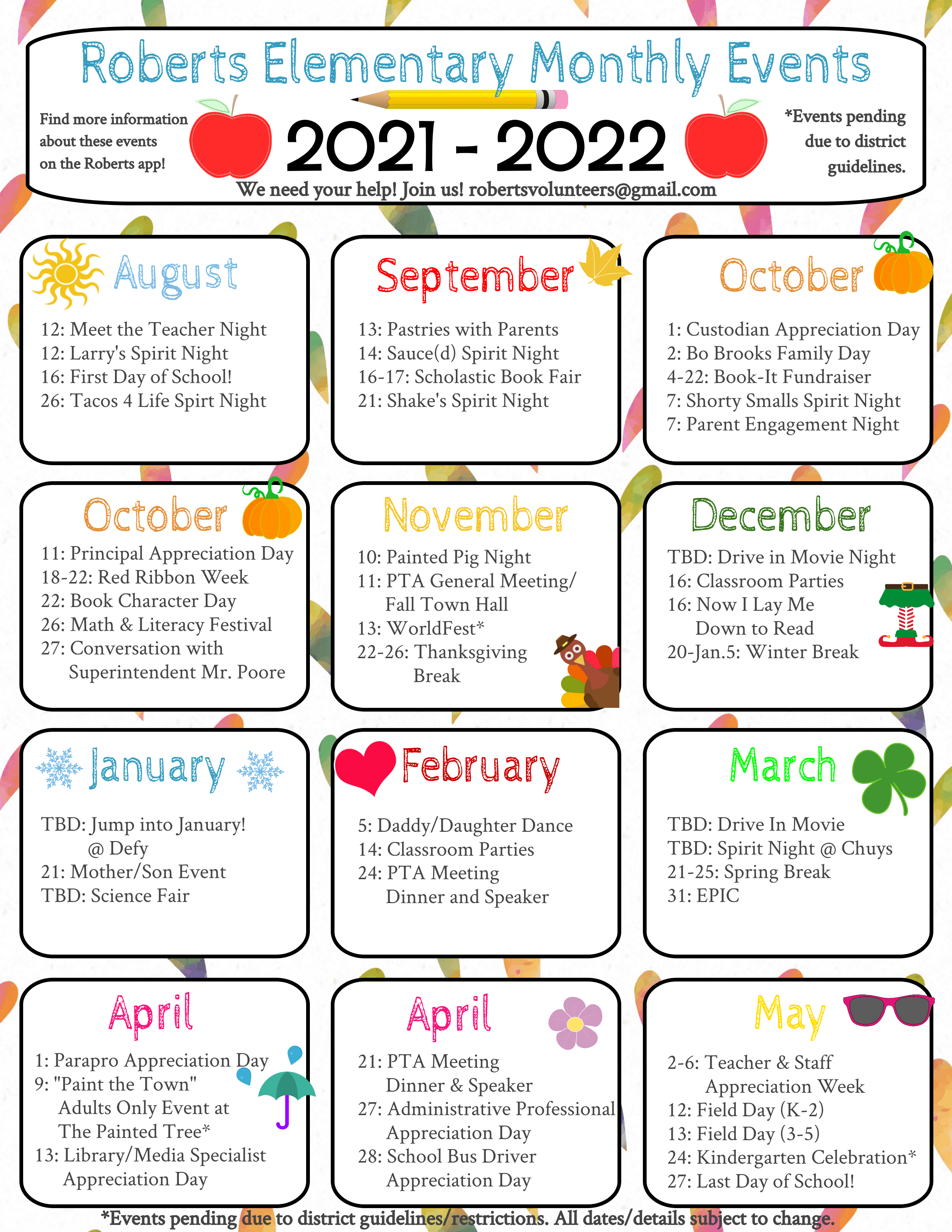 calendar of events