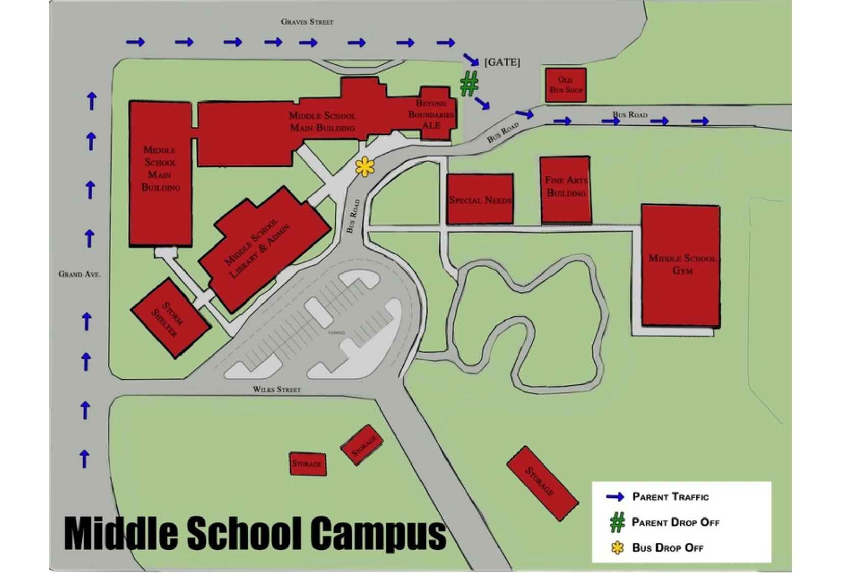 Parent Pickup/Drop Off Map Beebe Middle School