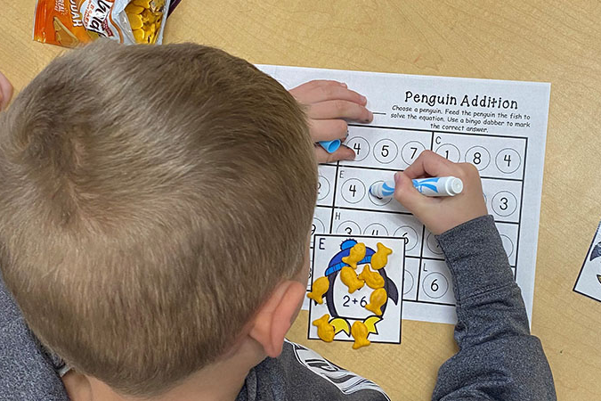 student doing math