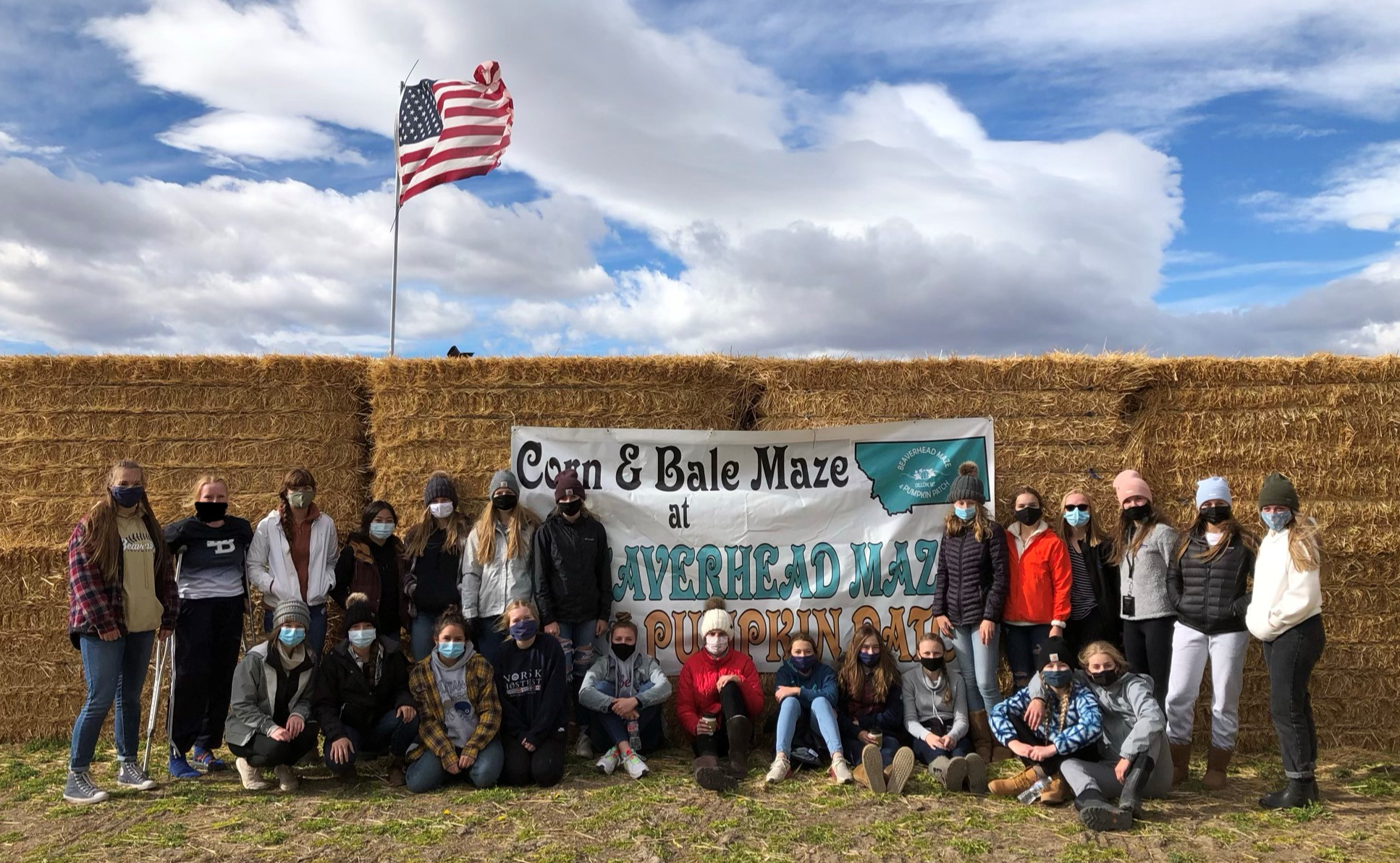 Volleyball team at the Beaverhead corn maze