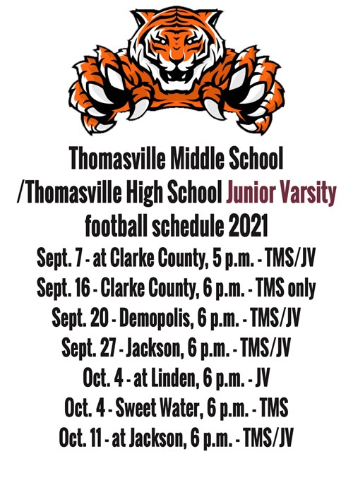 Junior Varsity football schedule