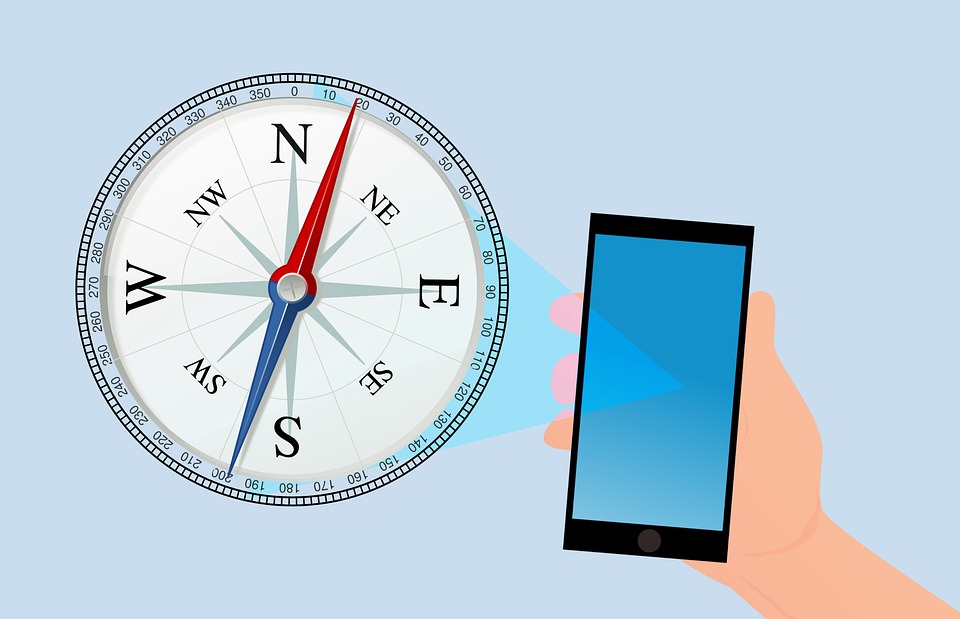Compass and cellphone