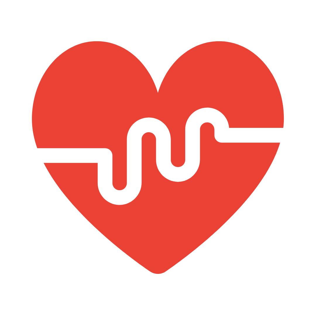 red heart with heartbeat line through it