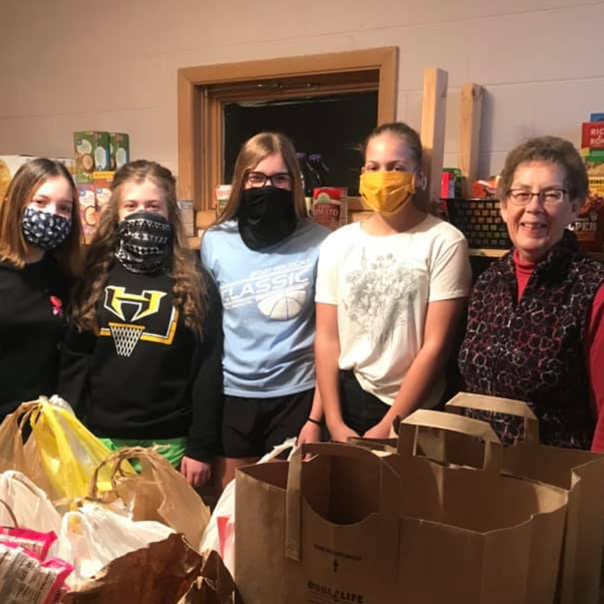Students participating in a food drive