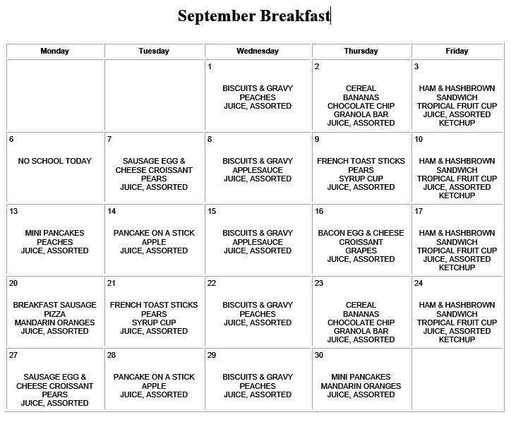 September Breakfast