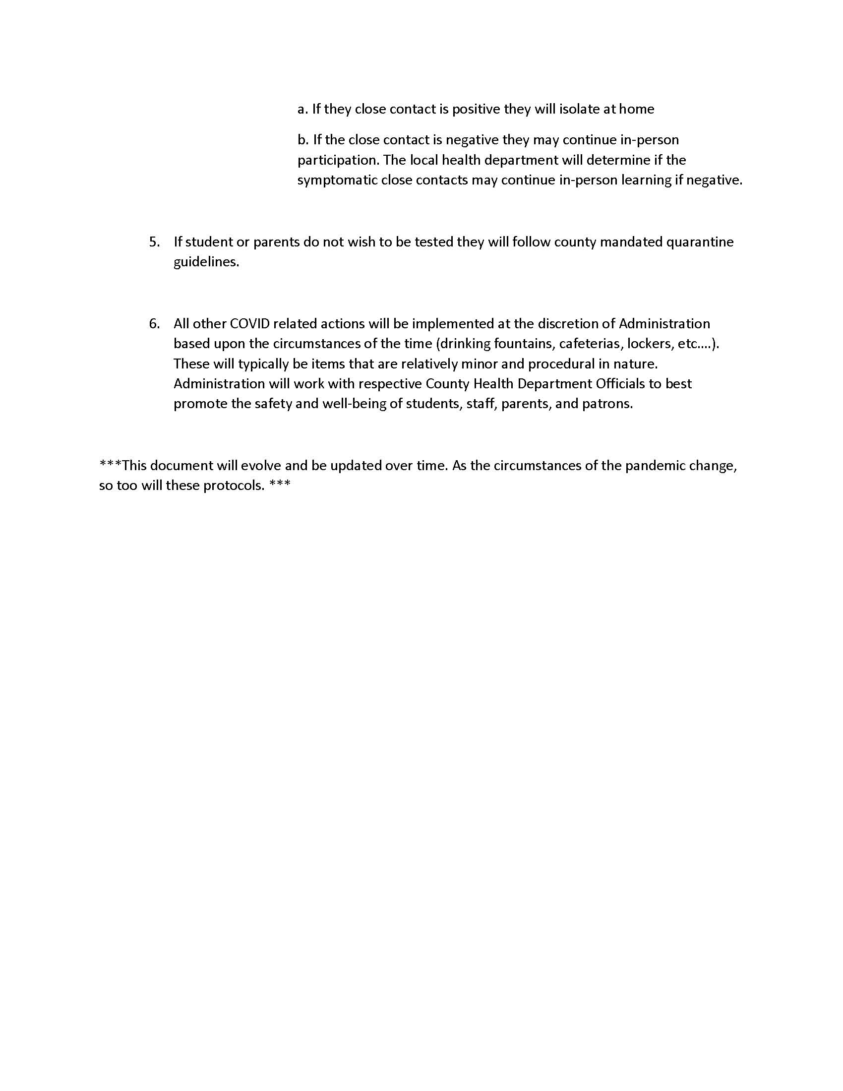 Covid Protocols 21-22