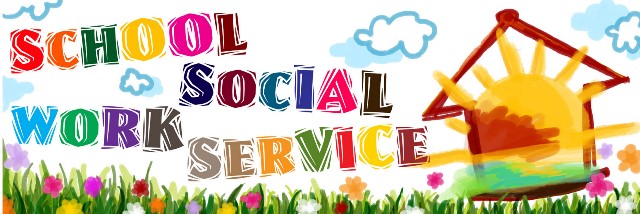 SCHOOL SOCIAL WORK SERVICE - A DRAWING OF A HOUSE AND A SUN.