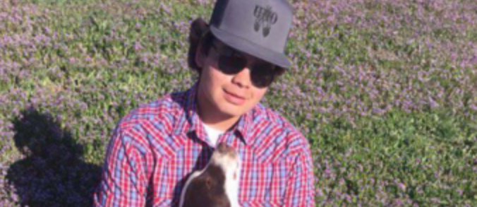 Student and dog