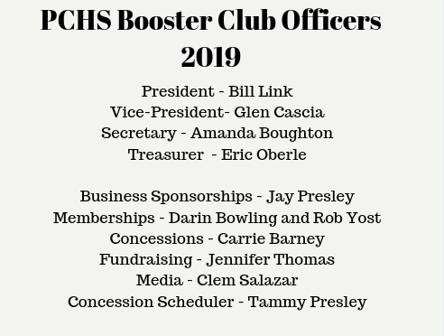 PCHS Booster Club Officers 2019