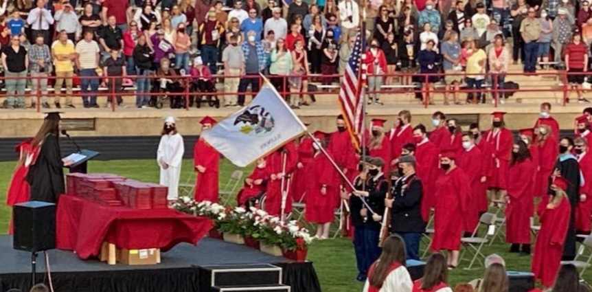 JROTC Color Guard presents National Colors at 2021 PCHS Graduation
